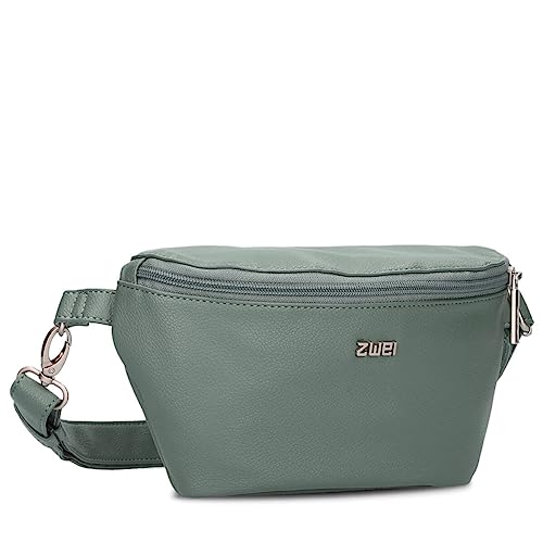 Zwei Damen Hip Bag Mademoiselle.M MH4 Bauchtasche 25 cm 1 Liter aus hochwertigem Kunstleder, Crossbody Bag wasserabweisend, 3-in-1 Bequeme Brusttasche, Gürteltasche & Hüfttasche (Eucalyptus) von Zwei