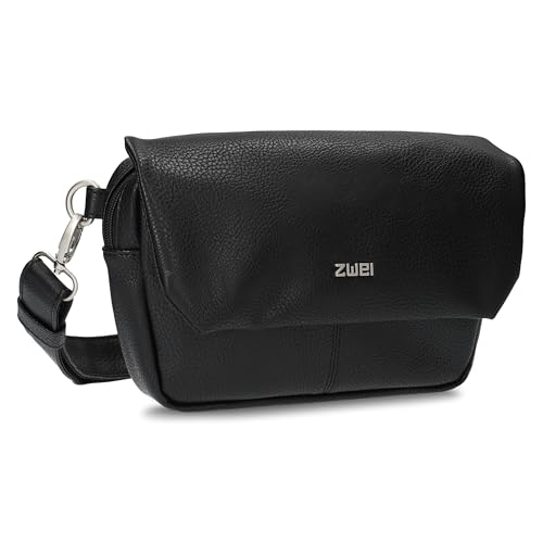 Zwei Damen Hip Bag Mademoiselle.M MH40 Crossbody Bag 2 Liter Volumen, kleine Messenger Bag als Hüfttasche, Bauchtasche oder Brusttasche zu tragen, klassisch-elegant (Noir) von Zwei