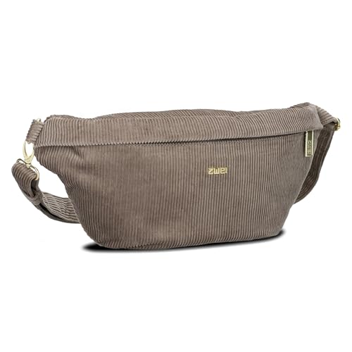 Zwei Damen Hip Bag Mademoiselle.M MH80 Bauchtasche 40 cm 3 Liter, Crossbody Bag wasserabweisend, 3-in-1 Bequeme Brusttasche, Gürteltasche & Hüfttasche (Cord-Mocca) von Zwei