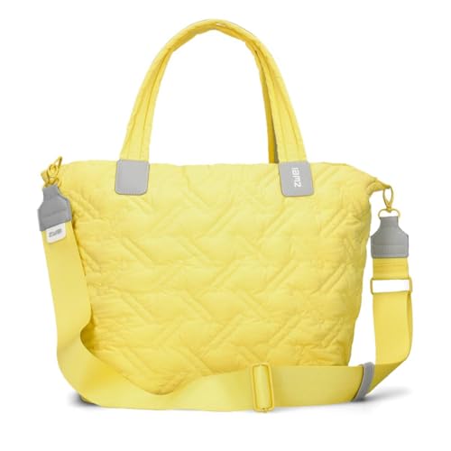 Zwei Damen Puffer Tasche Cleo CL200 gesteppter Shopper, quilted Tote Bag, ultraleicht, wasserabweisend, robust, als große Umhängetasche mit zusätzlichem langen Gurt tragbar (yellow) von Zwei