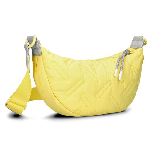 Zwei Damen Puffer Tasche Cleo CL50 gesteppte moonbag 2 Liter wasserabweisende quilted Puffy Bag Halbmond-Form, recyceltes Nylon, Stepptasche tragbar als Umhängetasche oder crossbody (yellow) von Zwei