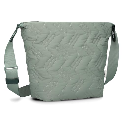 Zwei Damen Puffer Tasche Cleo CL90 gesteppte große Umhängetasche, Stepp-Schultertasche, ultraleicht, wasserabweisend, robust, verstellbarer Schultergurt (eucalyptus-new) von Zwei