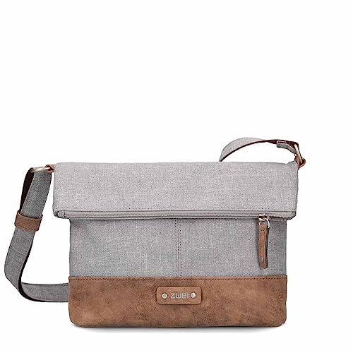 Zwei Damen Rolltop-Handtasche Olli OT6 Umhängetasche 2/4 Liter klassische Crossbody Bag wasserabweisend robust strapazierfähig Bicolor Design Schultertasche, hochwerti verarbeitet (ice) von Zwei