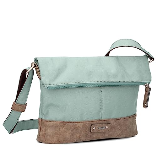 Zwei Damen Handtasche Olli OT6 erweiterbare Umhängetasche 2/4 Liter Crossbody Bag wasserabweisend robust strapazierfähig Canvas-Stil Vintage-Look (ocean) von Zwei