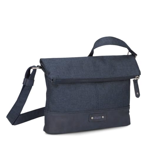 Zwei Damen Rolltop-Handtasche Olli OT6 Umhängetasche 2/4 Liter klassische Crossbody Bag wasserabweisend robust strapazierfähig Bicolor Design Schultertasche, hochwertig verarbeitet (navy) von Zwei