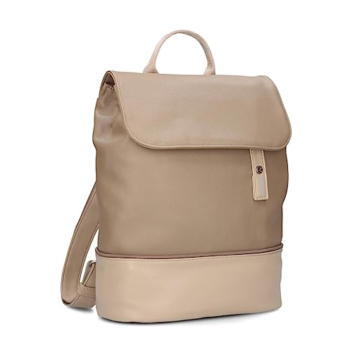 Zwei Damen Rucksack Jana JR13 Rucksack-Handtasche 7 Liter, sportlich-eleganter Look bicolor, DIN-A4 Größe, hochwertiges weiches Kunstleder, Rückenpolsterung, Hauptfach mit Reißverschluss (hazel) von Zwei