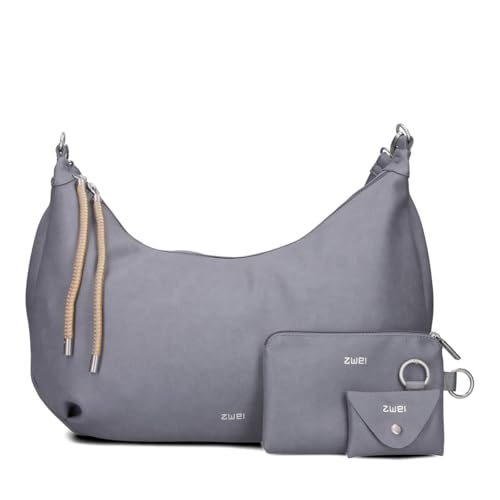 Zwei Damen Shopper LOLA LO140 erweiterbare Schultertasche mit Reißverschluss (16-18 Liter) 3-teiliges Set Umhängetasche mit Geldbeutel & Schlüsselanhänger, große XL Damen Handtasche (blue) von Zwei