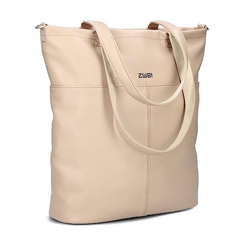 Zwei Damen Shopper Mademoiselle.M M145 große Schultertasche 10 Liter Tote Bag aus wasserabweisendem Kunstleder inkl. zusätzlicher langer Schultergurt als Umhängetasche zu tragen (oat) von Zwei