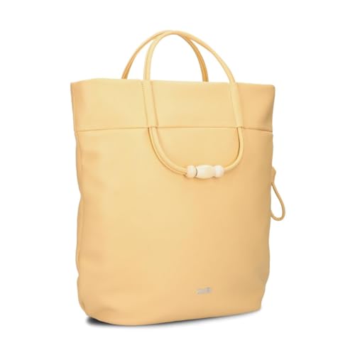 Zwei Damen Tote Bag Perla PE120 Henkeltasche 9 Liter Sommer & Frühling Boho-Look mit Perlen-Verzierung & geflochtenem Tragegurt + langen Schultergurt - als Umhängetasche & Crossbody Bag (yellow) von Zwei