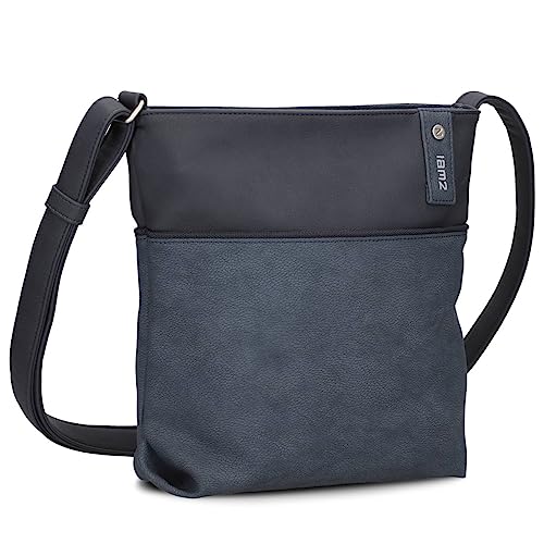 Zwei Damen Umhängetasche JANA J10 Crossbody Bag 5 Liter Handtasche im Canvas-Stil im Bicolor-Design + passender Kosmetikbeutel/Geldbeutel gratis, hochwertig verarbeitet (nubuk-ink) von Zwei