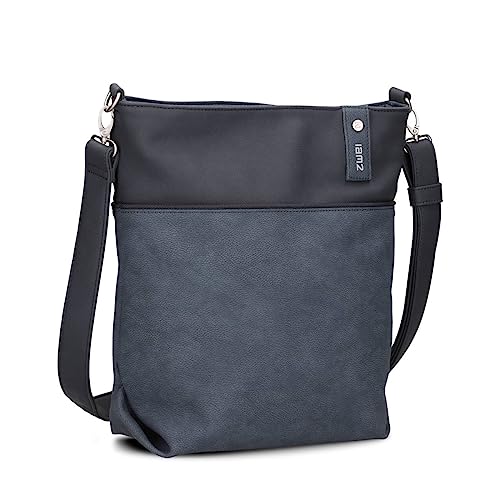 Zwei Damen Umhängetasche Jana J12 Crossbody Bag 9 L Handtasche Bicolor Canvas-Stil passender Kosmetikbeutel extra Schultergurt & Schlüsselband, Schultertasche DIN-A4 passend (nubuk-ink) von Zwei