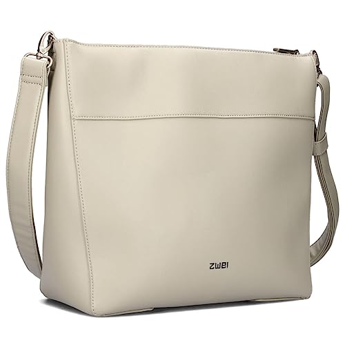 Zwei Damen Schultertasche Mademoiselle.M M110 großer Shopper 10 Liter klassisch-elegant Umhängetasche mit Schlüsselring für die City Arbeit Shopping Business DIN-A4-Unterlagen passend (cement) von Zwei