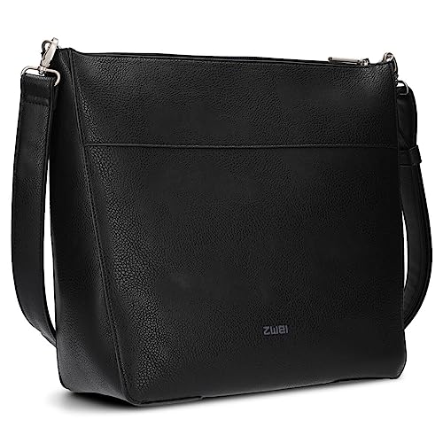 Zwei Große Schultertasche Mademoiselle M110 Damen Shopper 10 Liter klassisch-elegante Damen Umhängetasche mit Schlüsselring für die City Arbeit Shopping Business Platz für DIN-A4-Unterlagen (noir) von Zwei