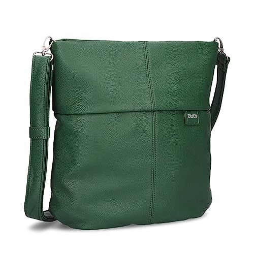 Zwei Damen Handtasche Mademoiselle M12 Umhängetasche 7 Liter klassische Crossbody Bag aus hochwertigem Kunstleder, DIN-A4 passend (moos) von Zwei