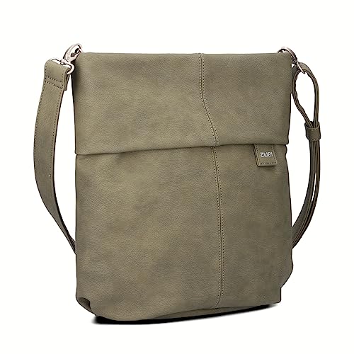 Zwei Damen Handtasche Mademoiselle M12 Umhängetasche 7 Liter klassische Crossbody Bag aus hochwertigem Kunstleder, DIN-A4 passend (nubuk-olive) von Zwei