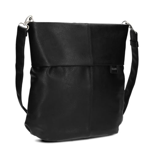 Zwei Damen Handtasche Mademoiselle M140 Umhängetasche 12 Liter klassische Crossbody Bag aus hochwertigem Kunstleder, DIN-A4 passend, ideale Tasche für die Arbeit, Büro oder Uni (noir) von Zwei