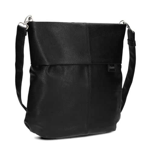 Zwei Damen Handtasche Mademoiselle.M M140 Umhängetasche 12 Liter klassische Crossbody Bag aus weichem Kunstleder, DIN-A4 passend, große Tasche für die Arbeit, Büro oder Uni (noir) von Zwei