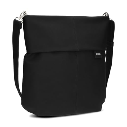 Zwei Damen Handtasche Mademoiselle M140 Umhängetasche 12 Liter klassische Crossbody Bag aus hochwertigem Kunstleder, DIN-A4 passend, ideale Tasche für die Arbeit, Büro oder Uni (nubuk-black) von Zwei