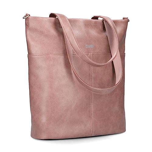 Damen Shopper Mademoiselle M145 große Schultertasche 10 Liter wasserabweisend aus hochwertigem Kunstleder inkl. langem Schultergurt als Umhängetasche zu tragen, gute Innenausstattung (blush) von Zwei