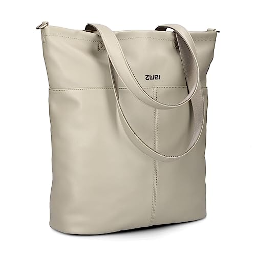 Damen Shopper Mademoiselle M145 große Schultertasche 10 Liter wasserabweisend aus hochwertigem Kunstleder inkl. langem Schultergurt als Umhängetasche zu tragen, gute Innenausstattung (cement) von Zwei