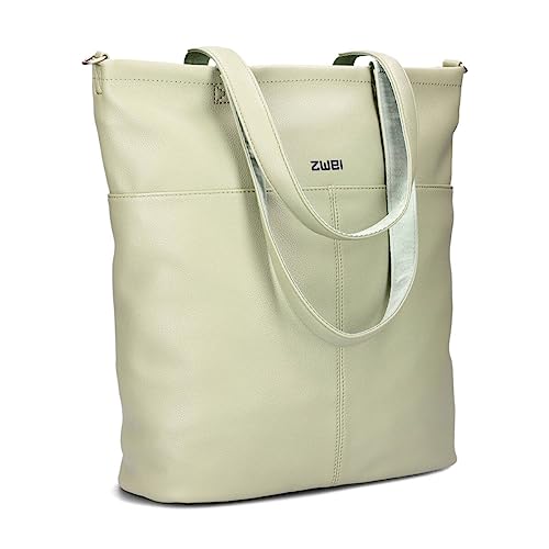 Damen Shopper Mademoiselle M145 große Schultertasche 10 Liter wasserabweisend aus hochwertigem Kunstleder inkl. langem Schultergurt als Umhängetasche zu tragen, gute Innenausstattung (jade) von Zwei