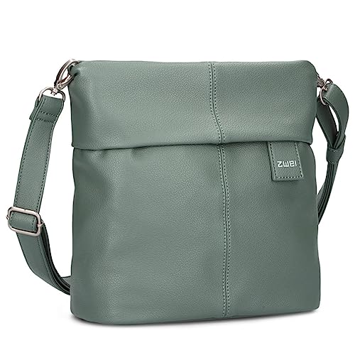 Zwei Damen Handtasche Mademoiselle.M M8 Crossbody Bag 3 L Umhängetasche aus Kunstleder mit Geheimfach & Hauptfach mit Reißverschluss, inkl. kurzem & langen abnehmbaren Schultergurt (eucalyptus) von Zwei