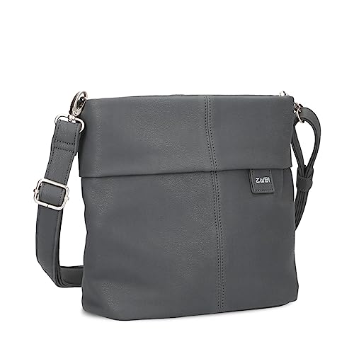 Zwei Damen Handtasche Mademoiselle.M M8 Crossbody Bag 3 L Umhängetasche aus Kunstleder mit Geheimfach & Hauptfach mit Reißverschluss, inkl. kurzem & langen abnehmbaren Schultergurt (velours-ash) von Zwei