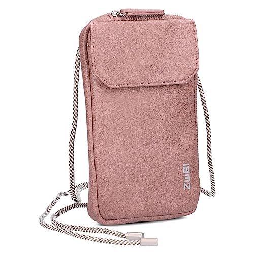 Zwei Handytasche zum Umhängen Mademoiselle.M MP30 Smartphone-Etui & Geldbörse 2-in-1, umlaufender Reißverschluss, längenverstellbarer Riemen, Mini-Handtasche 19 x 10 x 3 cm (Blush) von Zwei