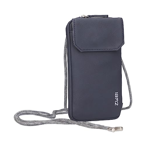 Zwei Handytasche zum Umhängen MP30 Smartphone-Etui 19 x 10 cm, Kleingeldfach + 4 Kartensteckfächer, umlaufender Reißverschluss, längenverstellbarer Riemen, hochwertiges Kunstleder (Nubuk-Ink) von Zwei