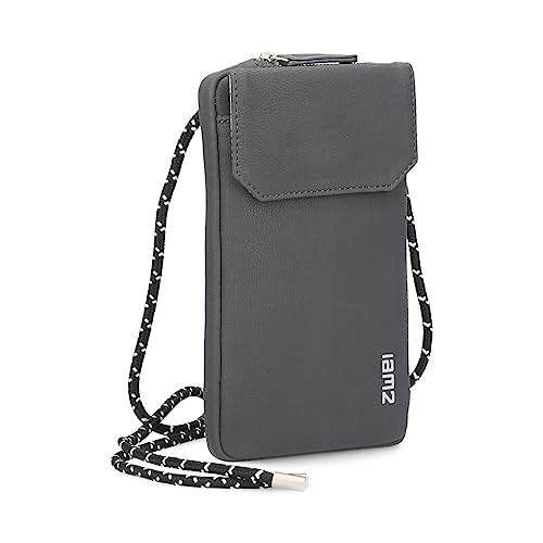 Zwei Handytasche zum Umhängen Mademoiselle.M MP30 Smartphone-Etui & Geldbörse 2-in-1, umlaufender Reißverschluss, längenverstellbarer Riemen, Mini-Handtasche 19 x 10 x 3 cm (Velours-ash) von Zwei