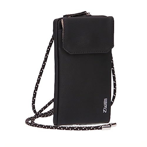 Zwei Handytasche zum Umhängen Mademoiselle.M MP30 Smartphone-Etui & Geldbörse 2-in-1, umlaufender Reißverschluss, längenverstellbarer Riemen, Mini-Handtasche 19 x 10 x 3 cm (Nubuk-Black) von Zwei