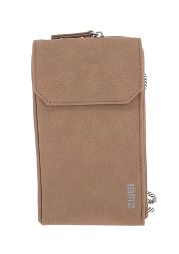 Zwei Handytasche zum Umhängen MP30 Smartphone-Etui 19 x 10 cm, Kleingeldfach + 4 Kartensteckfächer, umlaufender Reißverschluss, längenverstellbarer Riemen, hochwertiges Kunstleder (Nubuk-Sand) von Zwei