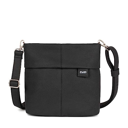 Zwei Damen Handtasche Mademoiselle M8 Umhängetasche 3 Liter klassische Crossbody Bag aus hochwertigem Kunstleder (nubuk-black) von Zwei