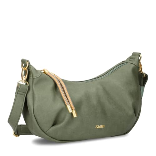 Zwei Moon Bag Lola LO70 elegante Halbmondtasche (4 Liter) Schultertasche mit verstellbarem Gurt, 2 Mesh-Innenfächer, herausnehmbarer Schlüsselanhänger, vielseitige Damen Trend-Tasche (eucalyptus) von Zwei