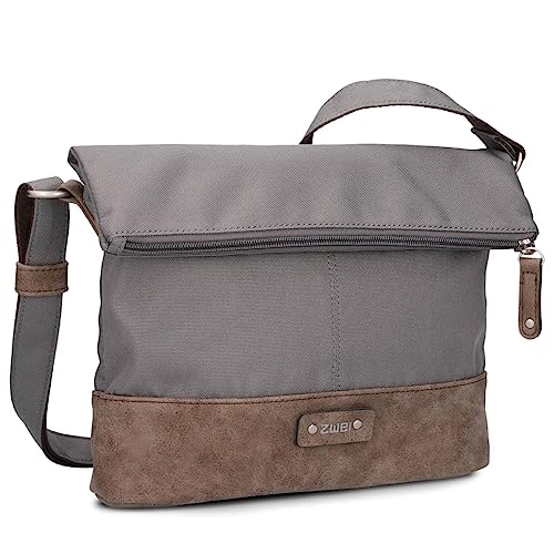 Damen Rolltop-Handtasche Olli OT6 Umhängetasche 2/4 Liter klassische Crossbody Bag wasserabweisend robust strapazierfähig Bicolor Design Schultertasche, hochwerti verarbeitet (rock) von Zwei