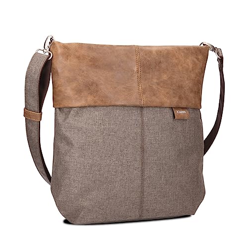 Zwei Damen Umhängetasche Olli OT12 Crossbody-Bag 7 Liter strapazierfähige & wasserabweisende Schultertasche, hochwertige Qualität, Schlüsselring, zusätzlicher Schultergurt, Geheimfach (wood) von Zwei