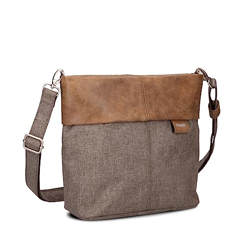 Zwei Damen Handtasche Olli OT8 Umhängetasche 3 Liter klassische Crossbody Bag wasserabweisend robust strapazierfähig Bicolor Design Schultertasche inkl. 2 Schultergurte kurz & lang (wood) von Zwei