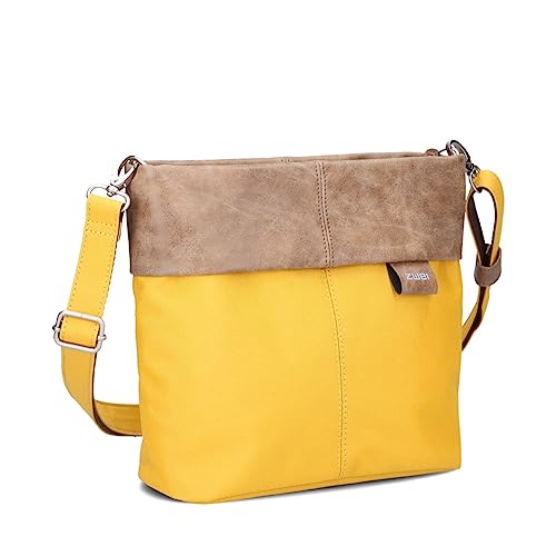 Zwei Damen Handtasche Olli OT8 Umhängetasche 3 Liter klassische Crossbody Bag wasserabweisend robust strapazierfähig Bicolor Design Schultertasche inkl. 2 Schultergurte kurz & lang (yellow) von Zwei