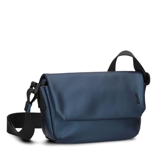 Zwei Unisex Umhängetasche Cargo CA40 kleine wasserfeste Tasche 1 Liter aus leichtem Hydroflex, Schlüsselband, verstellbarer Gurt, sportliche Crossbody-Bag für Damen Herren & Teenager (metallic-blue) von Zwei