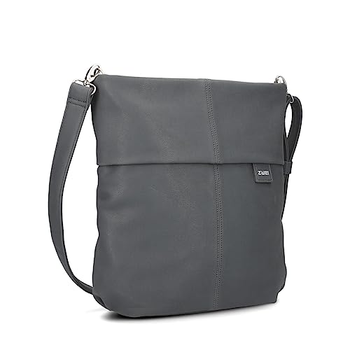 Zwei Damen Handtasche Mademoiselle M12 Umhängetasche 7 Liter klassische Crossbody Bag aus hochwertigem Kunstleder, DIN-A4 passend (velours-ash) von Zwei