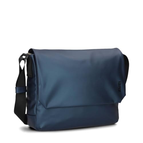 Zwei Unisex Messenger-Bag Cargo CA130 wasserfeste Umhängetasche 6 Liter verstellbarer Schultergurt Magnet-Verschlussklappe gepolstertes Laptop-Fach gute Innenausstattung (metallic-blue) von Zwei