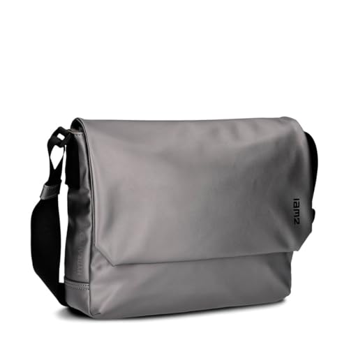 Zwei Unisex Messenger-Bag Cargo CA130 wasserfeste Umhängetasche 6 Liter verstellbarer Schultergurt Magnet-Verschlussklappe gepolstertes Laptop-Fach gute Innenausstattung (metallic-stone) von Zwei