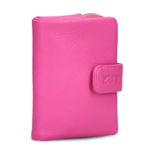Zwei kleine Damen Geldbörse M.Wallet MW5 Portemonnaie aus weichem Kunstleder, Geldbeutel mit Druckknopf & Reißverschluss-Münzfach, 6 Kartenfächern, 4 Einsteckfächern, 1 Scheinfach (pink) von Zwei