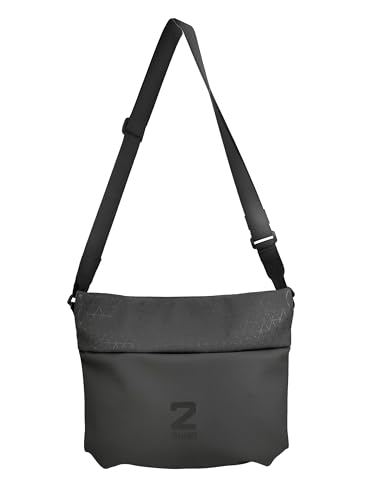 Zwei kleine Handtasche JONA JO60 – kompakte Unisex Umhängetasche für Damen, Herren & Teenager – leichte Crossbody Bag mit verstellbarem Schultergurt – robuste Alltagstasche aus Polyester (black) von Zwei