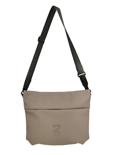 Zwei kleine Handtasche JONA JO60 – kompakte Unisex Umhängetasche für Damen, Herren & Teenager – leichte Crossbody Bag mit verstellbarem Schultergurt – robuste Alltagstasche aus Polyester (mocca) von Zwei