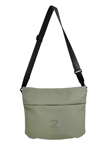 Zwei kleine Handtasche JONA JO60 – kompakte Unisex Umhängetasche für Damen, Herren & Teenager – leichte Crossbody Bag mit verstellbarem Schultergurt – robuste Alltagstasche aus Polyester (sage) von Zwei