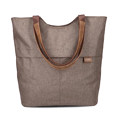 Zwei Damen Shopper Olli OT15 Schultertasche 12 Liter wasserabweisend & strapazierfähig, bequeme Einkaufstasche mit Innenfächern & extra Beutelchen, hochwertig, zusätzlicher Tragegurt (wood) von Zwei