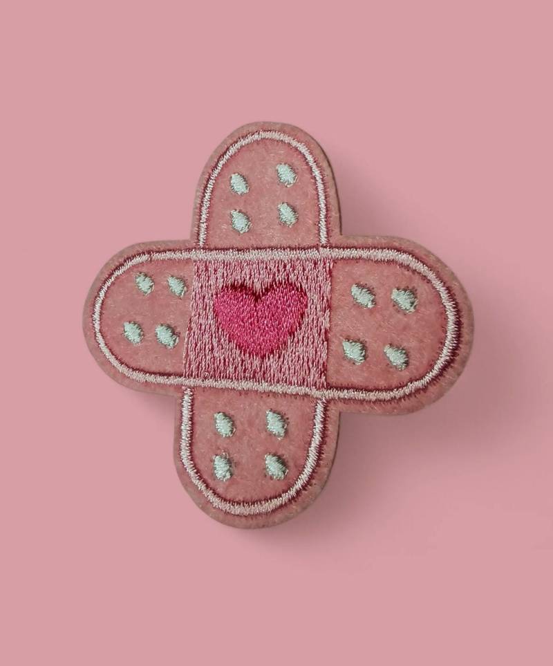 Bügel Patch | Rosa Pflaster Mit Herz - Trostpflaster Aufnäher Für Kleidung von ZweiartigKlebekunst