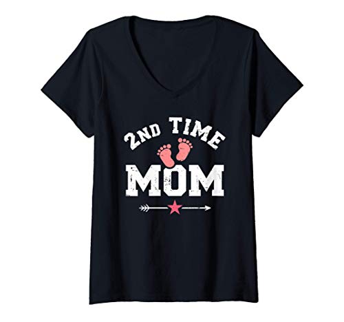 Damen Zweifache Mama zweites Mal Mutter T-Shirt mit V-Ausschnitt Damen Zweifache Mama zweites Mal Mutter T-Shirt mit V-Ausschnitt von Zweifache Mama Geschenke