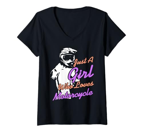 Damen Motorradfahrerin mit Stil starker Helm Vibes T-Shirt mit V-Ausschnitt Damen Motorradfahrerin mit Stil starker Helm Vibes T-Shirt mit V-Ausschnitt von Zweiradpower für starke Frauen mit Leidenschaft